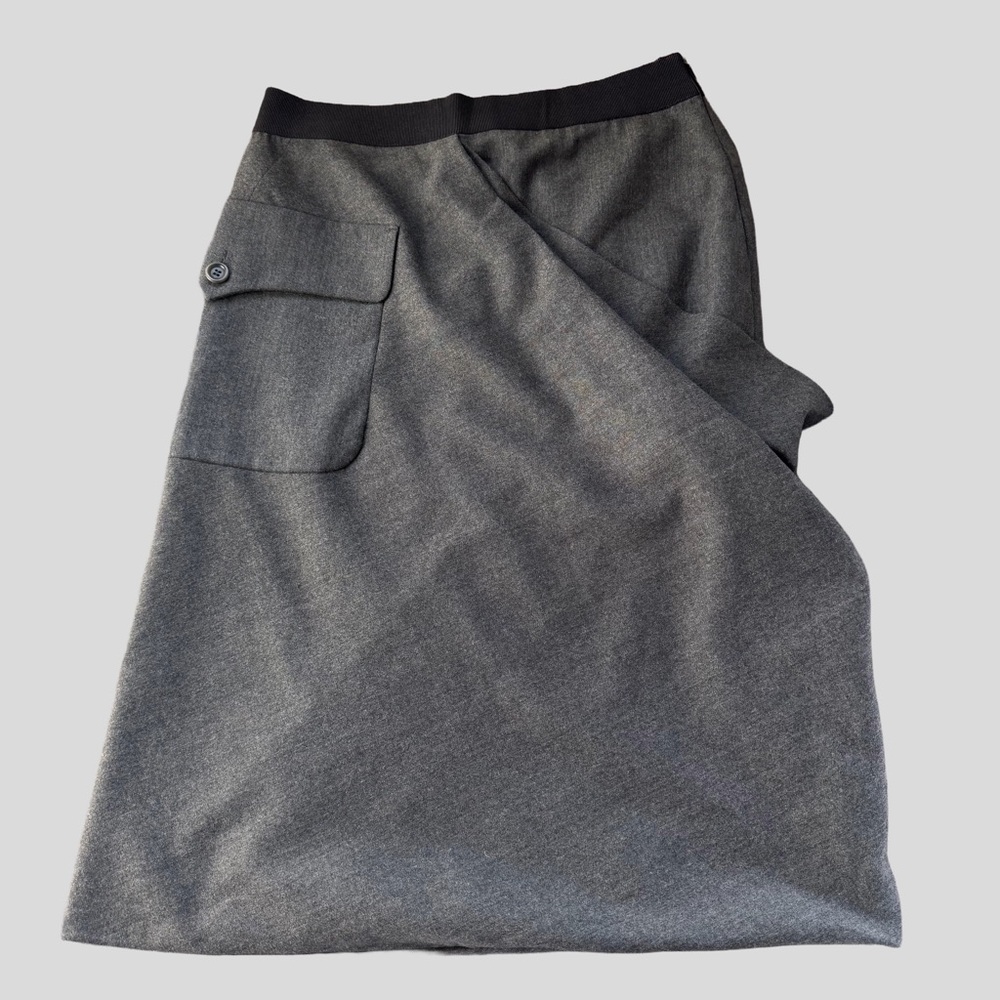 Sportmax Draped Asymmetrical Gray Wool Skirt